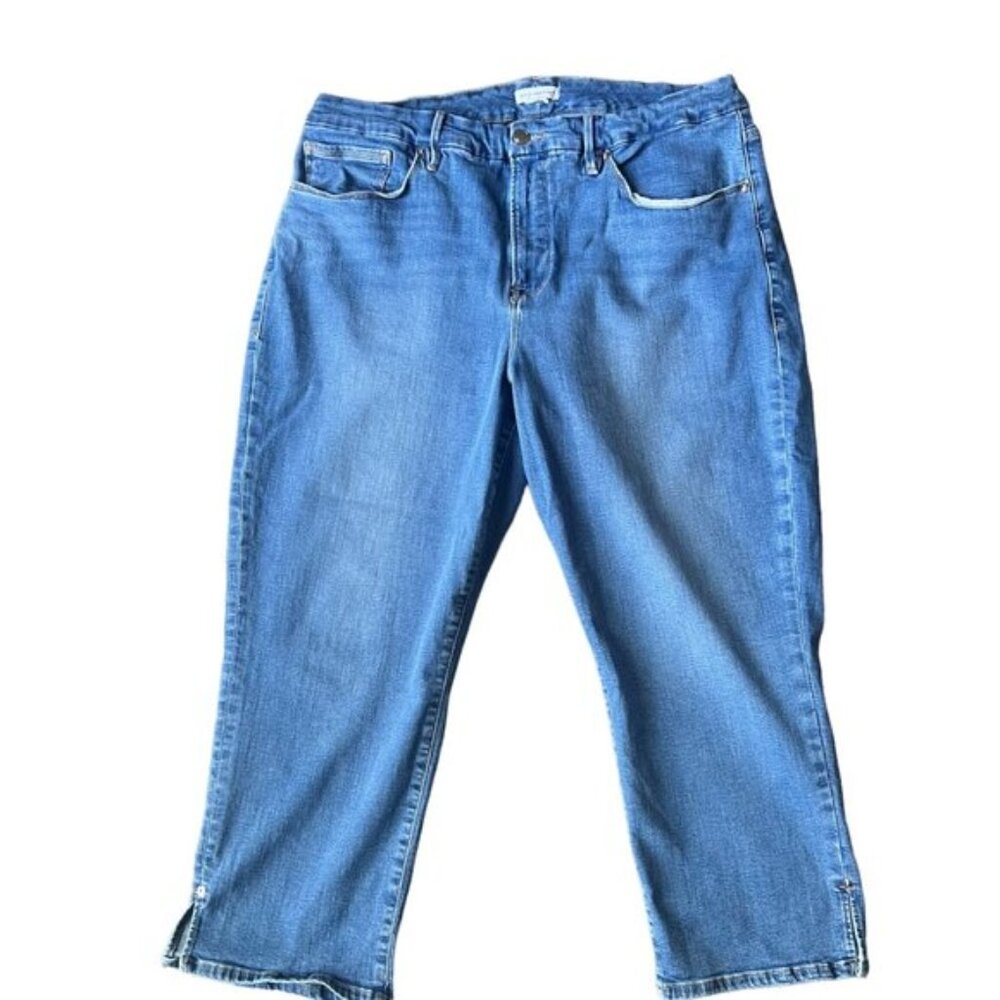 Good American Blue Casual High Rise Side Slits Hem Women's Jeans. Size 18